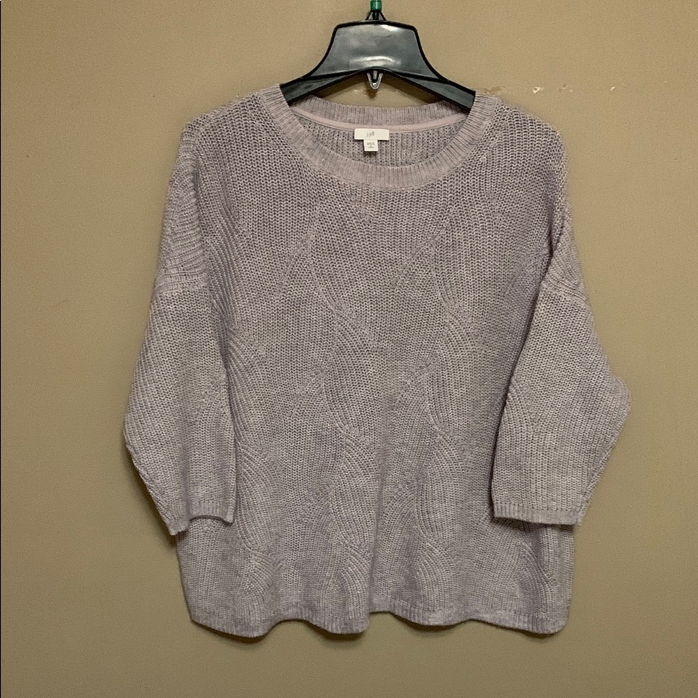J. Jill Women's Textured Lavender Crew Neck Pullover MP Sweater Boxy Oversized